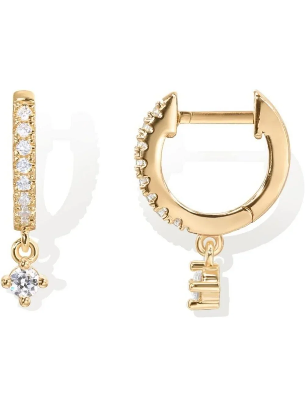 Dainty 14K Gold Plated Huggie Hoop Earrings with Charming Motifs for Women